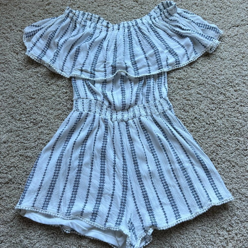 Lulus Romper - White and Navy Small